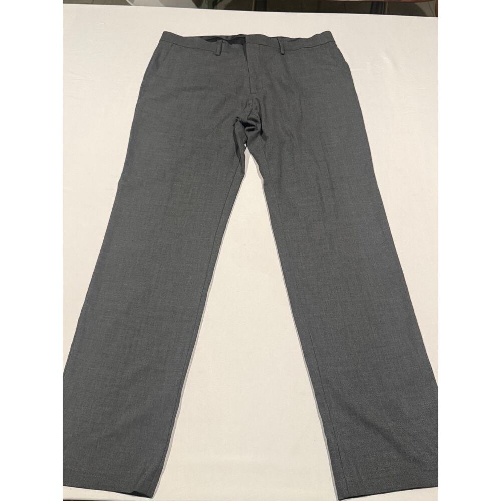 Kenneth Cole Reaction Mens 36x32 Gray Slim Fit Stretch Pants Flex Waist